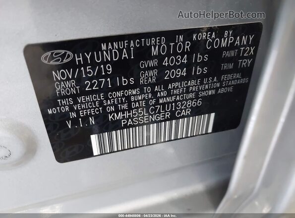 KMHH55LC7LU132866 2020 HYUNDAI ELANTRA GT Silver Engine compartment view