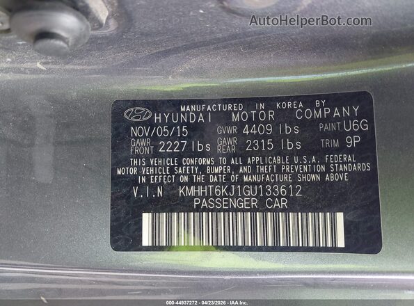 KMHHT6KJ1GU133612 2016 HYUNDAI GENESIS Gray Շարժիչի բաժամունքի տեսք