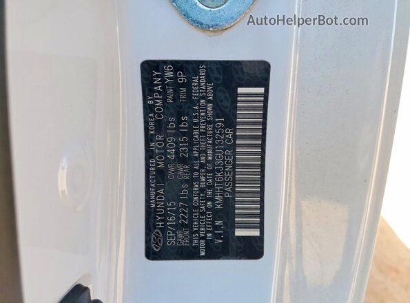 KMHHT6KJ3GU132591 2016 HYUNDAI GENESIS White ძრავის განყოფილების ხედი