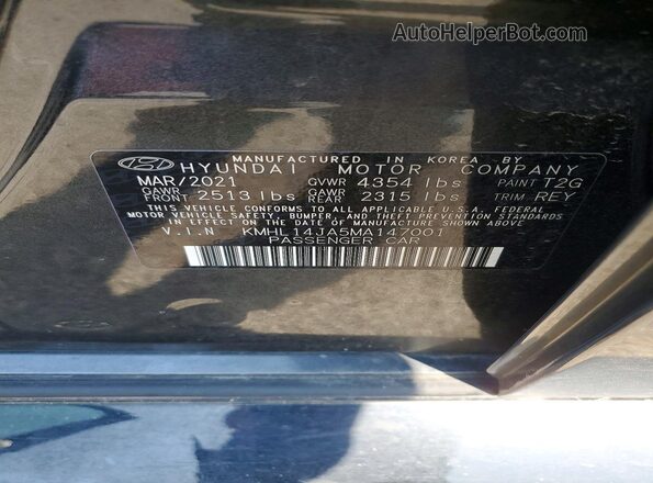 KMHL14JA5MA147001 2021 HYUNDAI SONATA Gray ძრავის განყოფილების ხედი