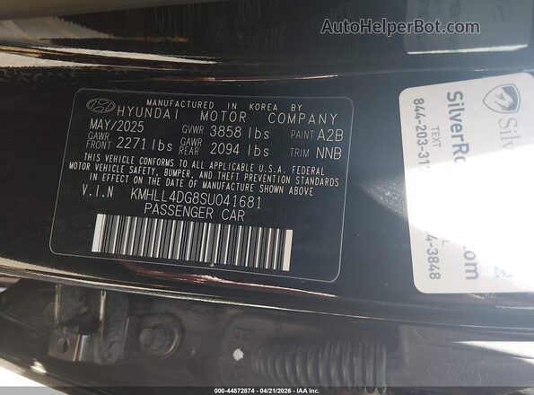 KMHLL4DG8SU041681 2025 HYUNDAI ELANTRA Black Շարժիչի բաժամունքի տեսք