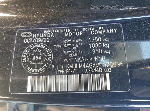 KMHLM4AGXMU073696 2021 HYUNDAI ELANTRA Black Вид наклейки з VIN-кодом