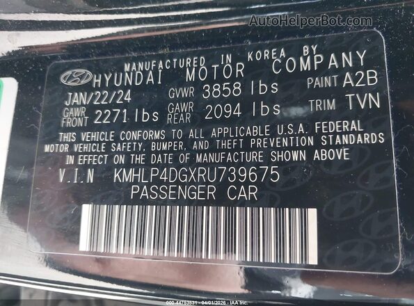 KMHLP4DGXRU739675 2024 HYUNDAI ELANTRA Black Engine compartment view