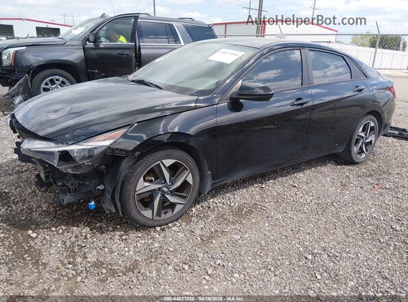KMHLS4AG9PU567865 2023 HYUNDAI ELANTRA Black წინა მარცხენა ხედი სამი მეოთხედიდან