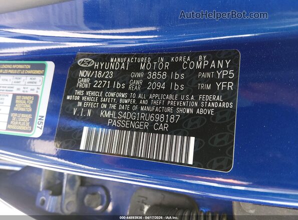 KMHLS4DG1RU698187 2024 HYUNDAI ELANTRA Blue Vista del compartimento del motor