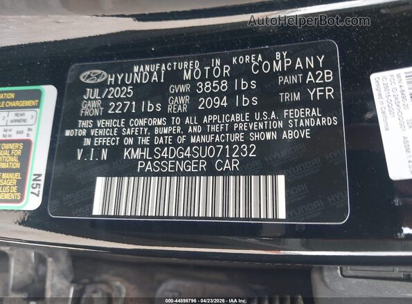 KMHLS4DG4SU071232 2025 HYUNDAI ELANTRA Black Engine compartment view