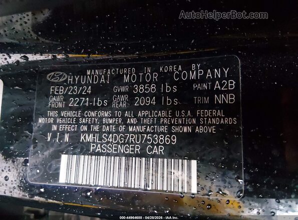KMHLS4DG7RU753869 2024 HYUNDAI ELANTRA Черный Вид подкапотного пространства