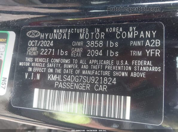 KMHLS4DG7SU921824 2025 HYUNDAI ELANTRA Black Engine compartment view