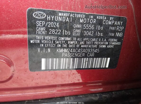 KMHM24AC4SA093545 2025 HYUNDAI IONIQ 6 Red Engine compartment view