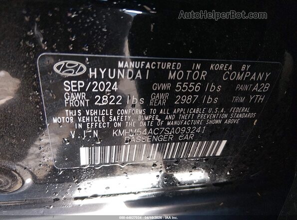 KMHM54AC7SA093241 2025 HYUNDAI IONIQ 6 Black Շարժիչի բաժամունքի տեսք