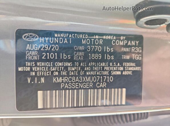 KMHRC8A3XMU071710 2021 HYUNDAI VENUE Gray 