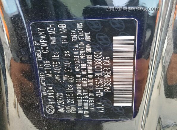 KMHT36AH8LU008030 2020 HYUNDAI VELOSTER Charcoal 