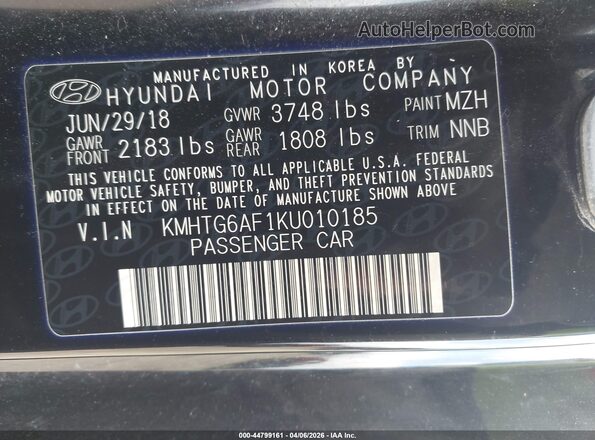 KMHTG6AF1KU010185 2019 HYUNDAI VELOSTER Black Vista del compartimento del motor