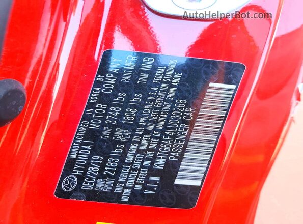 KMHTG6AF4LU030268 2020 HYUNDAI VELOSTER Red 