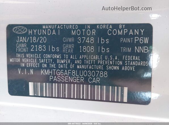 KMHTG6AF8LU030788 2020 HYUNDAI VELOSTER White Engine compartment view