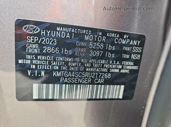 KMTGA4SC5RU217268 2024 GENESIS G80 Silver Vista de la etiqueta del VIN
