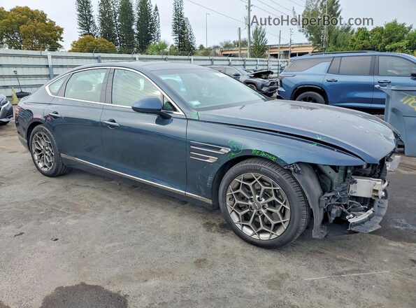 KMTGB4SC6NU126338 2022 GENESIS G80 Бирюзовый Передняя правая четверть