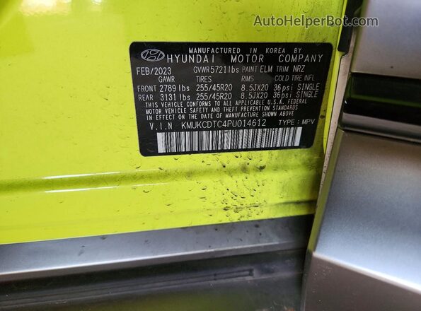 KMUKCDTC4PU014612 2023 GENESIS GV60 Yellow VIN კოდის სტიკერის ხედი