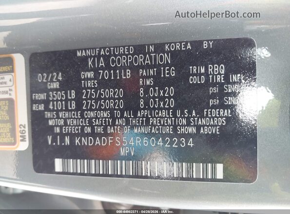KNDADFS54R6042234 2024 KIA EV9 Light Blue Вид підкапотного простору