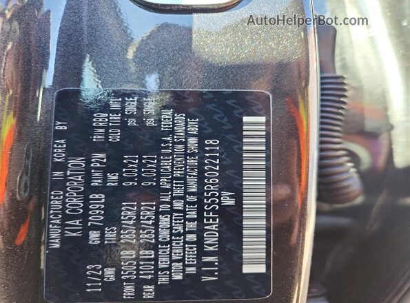 KNDAEFS55R6022118 2024 KIA EV9 Black VIN sticker view
