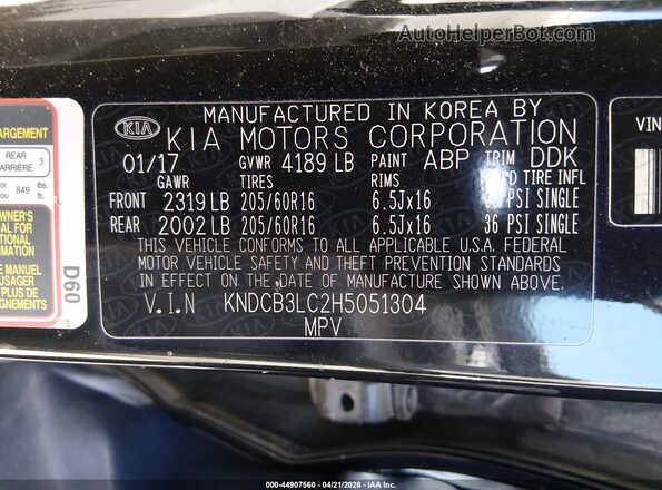 KNDCB3LC2H5051304 2017 KIA NIRO Black Widok komory silnika