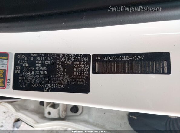 KNDCB3LC2M5471297 2021 KIA NIRO White Vista del compartimento del motor