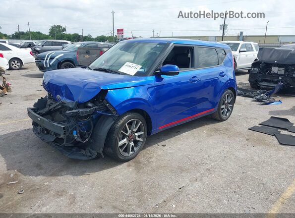 KNDJ53AF6M7768573 2021 KIA SOUL Blue წინა მარცხენა ხედი სამი მეოთხედიდან