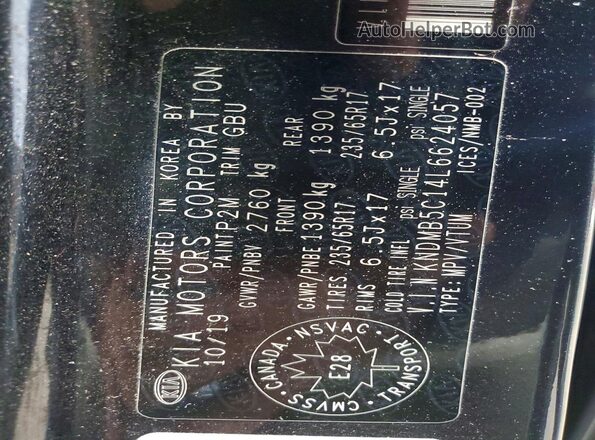 KNDMB5C14L6624057 2020 KIA SEDONA Угольный 