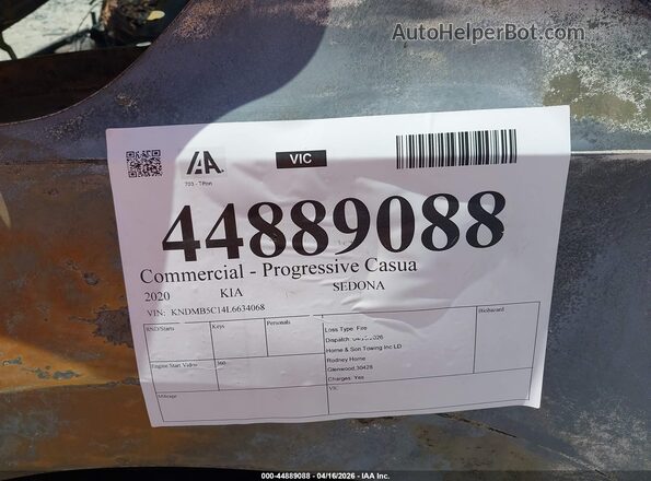 KNDMB5C14L6634068 2020 KIA SEDONA Black Engine compartment view