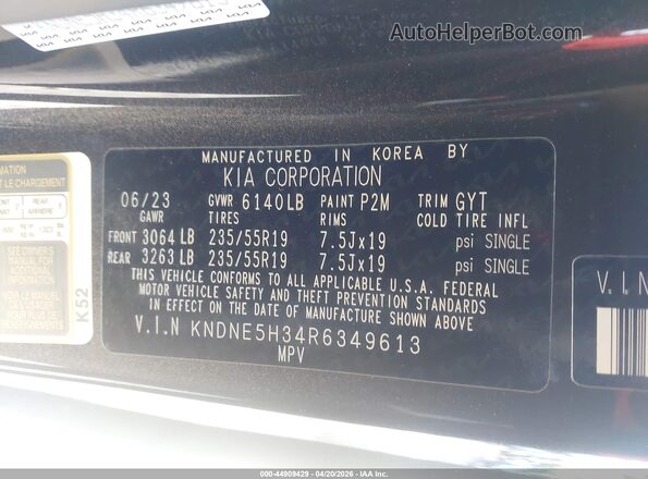 KNDNE5H34R6349613 2024 KIA CARNIVAL MPV Gray Vista del compartimento del motor