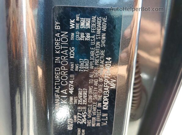 KNDPU3AF5P7164014 2023 KIA SPORTAGE Gray Панорамний вид салону 360°
