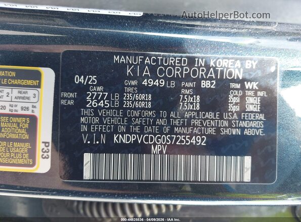 KNDPVCDG0S7255492 2025 KIA SPORTAGE HYBRID Dark Blue Engine compartment view