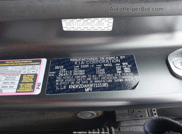 KNDPZDAH3P7115385 2023 KIA SPORTAGE PLUG-IN HYBRID Gray Engine compartment view