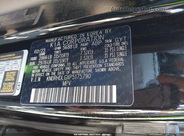 KNDRHDLGXP5175790 2023 KIA SORENTO HYBRID Black Շարժիչի բաժամունքի տեսք