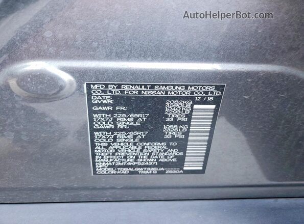KNMAT2MT4KP524371 2019 NISSAN ROGUE Gray ძრავის განყოფილების ხედი
