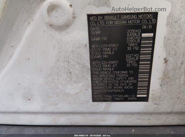 KNMAT2MT6GP593425 2016 NISSAN ROGUE White 