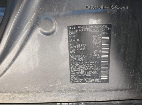KNMAT2MV2HP614144 2017 NISSAN ROGUE Gray 