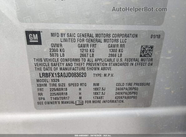 LRBFX1SA0JD083620 2018 BUICK ENVISION Silver Widok komory silnika