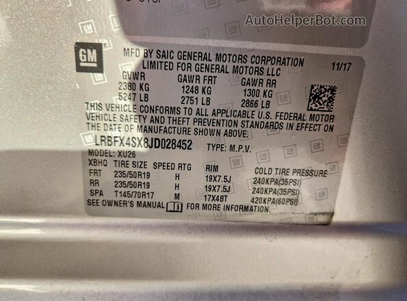 LRBFX4SX8JD028452 2018 BUICK ENVISION Silver სალონის 360-გრადუსიანი ხედი