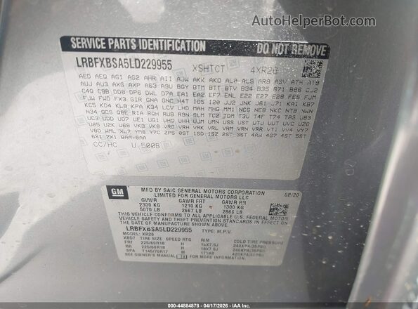 LRBFXBSA5LD229955 2020 BUICK ENVISION Gray Engine compartment view