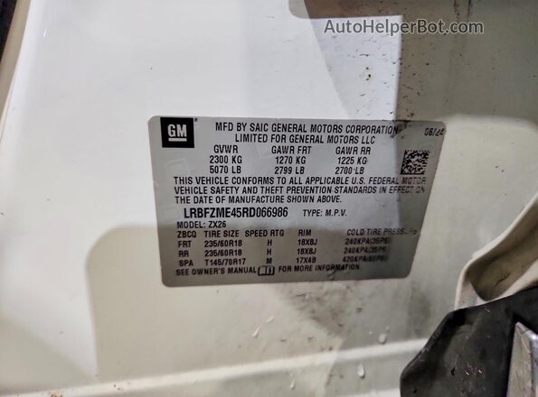 LRBFZME45RD066986 2024 BUICK ENVISION Белый Вид наклейки с VIN-кодом