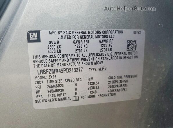 LRBFZMR45PD213377 2023 BUICK ENVISION Silver Widok naklejki z numerem VIN