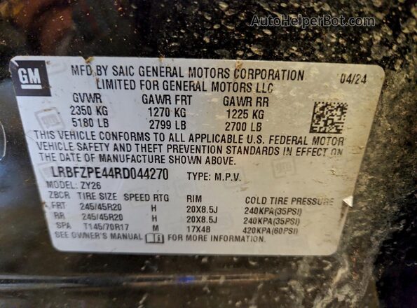 LRBFZPE44RD044270 2024 BUICK ENVISION Black Widok naklejki z numerem VIN