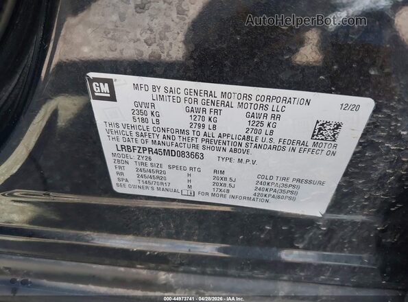LRBFZPR45MD083663 2021 BUICK ENVISION Black ძრავის განყოფილების ხედი