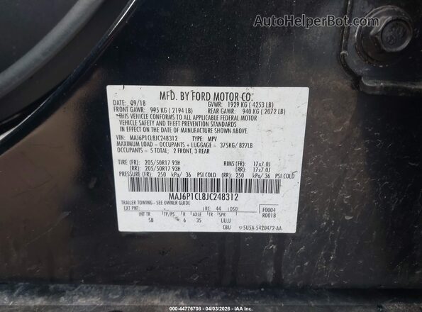 MAJ6P1CL8JC248312 2018 FORD ECOSPORT Черный Вид подкапотного пространства