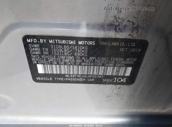 ML32F3FJ0LHF03743 2020 MITSUBISHI MIRAGE G4 Silver 