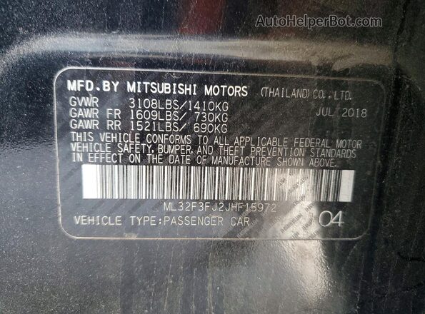 ML32F3FJ2JHF15972 2018 MITSUBISHI MIRAGE Black Engine compartment view