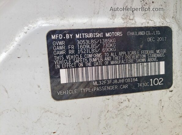 ML32F3FJ8JHF08184 2018 MITSUBISHI MIRAGE White ძრავის განყოფილების ხედი