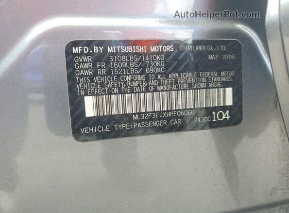ML32F3FJXHHF06060 2017 MITSUBISHI MIRAGE Silver Engine compartment view