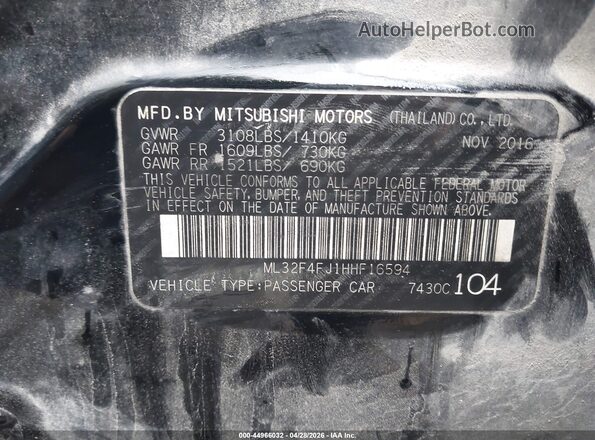 ML32F4FJ1HHF16594 2017 MITSUBISHI MIRAGE G4 Черный Вид подкапотного пространства
